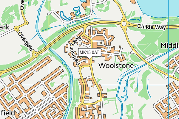 MK15 0AT map - OS VectorMap District (Ordnance Survey)