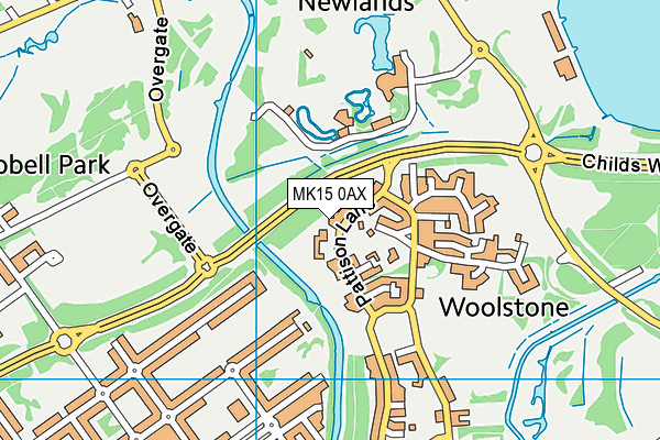 MK15 0AX map - OS VectorMap District (Ordnance Survey)