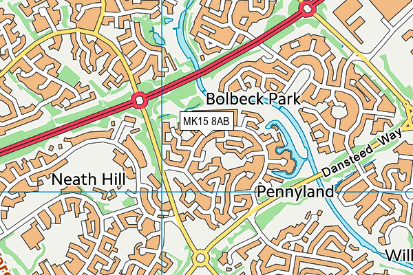 MK15 8AB map - OS VectorMap District (Ordnance Survey)