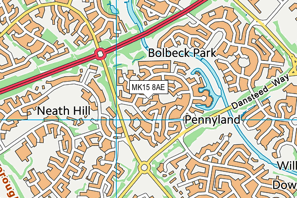 MK15 8AE map - OS VectorMap District (Ordnance Survey)