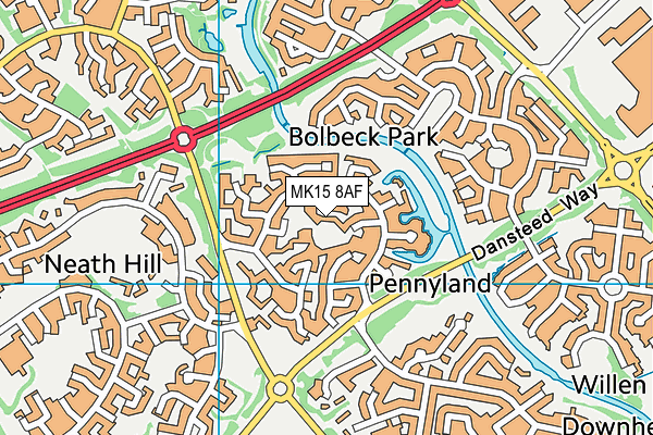 MK15 8AF map - OS VectorMap District (Ordnance Survey)