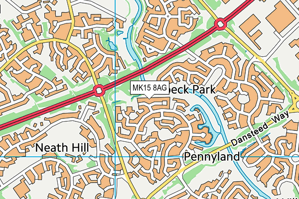 MK15 8AG map - OS VectorMap District (Ordnance Survey)