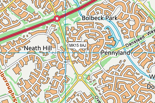 MK15 8AJ map - OS VectorMap District (Ordnance Survey)