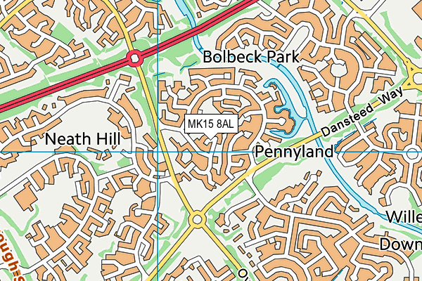 MK15 8AL map - OS VectorMap District (Ordnance Survey)