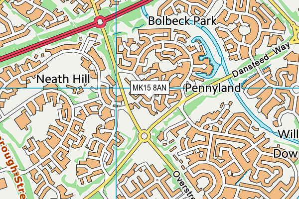 MK15 8AN map - OS VectorMap District (Ordnance Survey)