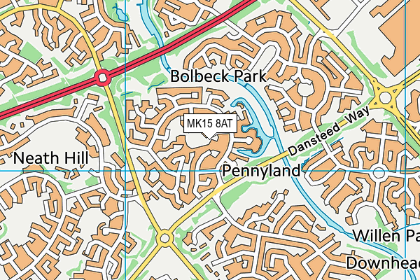 MK15 8AT map - OS VectorMap District (Ordnance Survey)