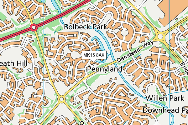 MK15 8AX map - OS VectorMap District (Ordnance Survey)