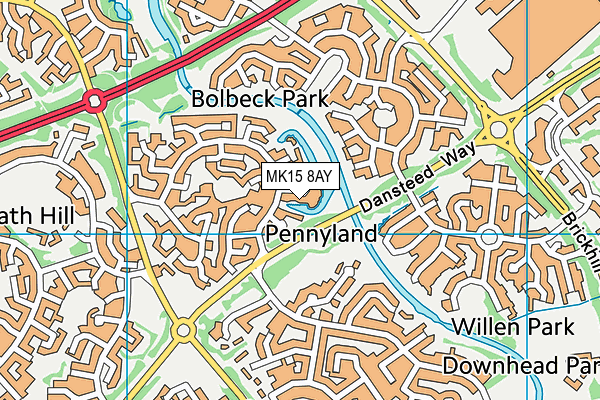 MK15 8AY map - OS VectorMap District (Ordnance Survey)