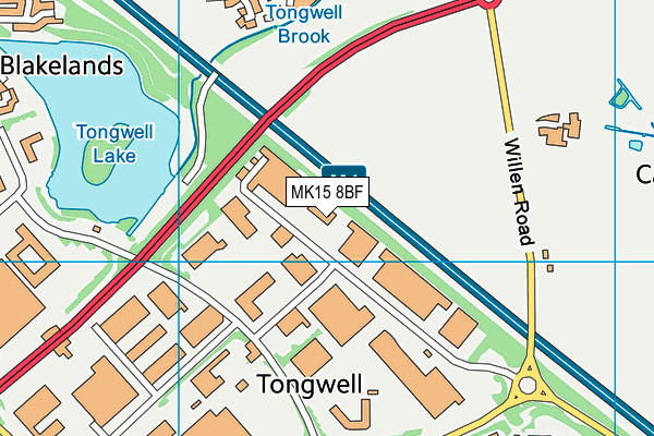 MK15 8BF map - OS VectorMap District (Ordnance Survey)