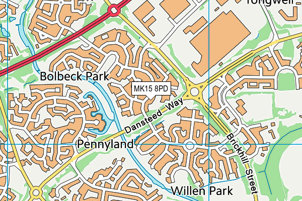 MK15 8PD map - OS VectorMap District (Ordnance Survey)