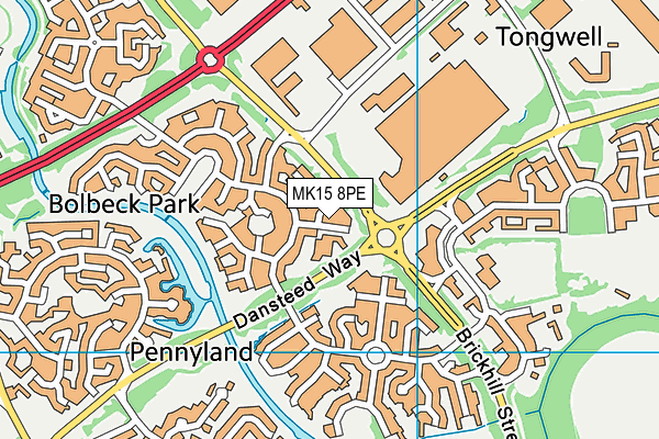 MK15 8PE map - OS VectorMap District (Ordnance Survey)
