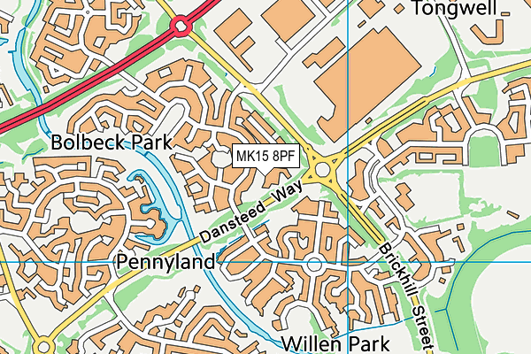 MK15 8PF map - OS VectorMap District (Ordnance Survey)