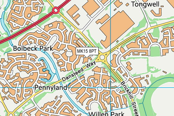 MK15 8PT map - OS VectorMap District (Ordnance Survey)