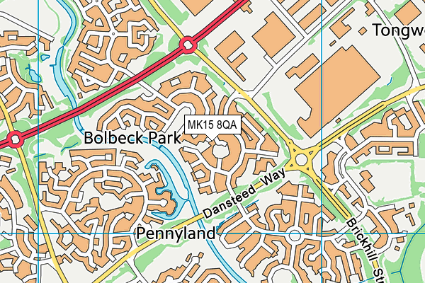 MK15 8QA map - OS VectorMap District (Ordnance Survey)