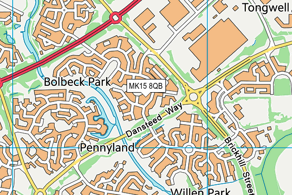 MK15 8QB map - OS VectorMap District (Ordnance Survey)