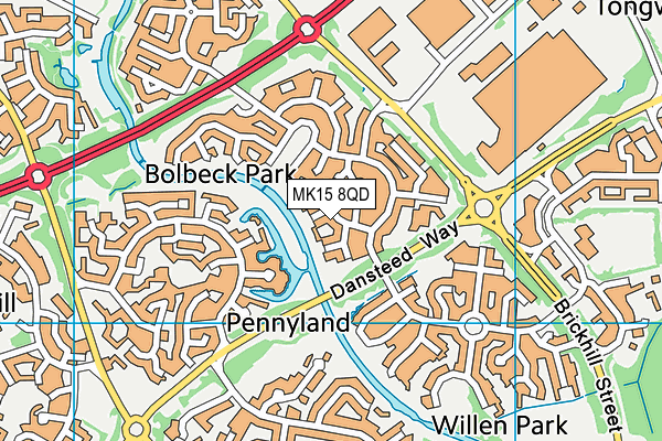 MK15 8QD map - OS VectorMap District (Ordnance Survey)