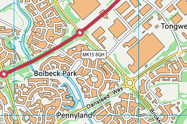 MK15 8QH map - OS VectorMap District (Ordnance Survey)