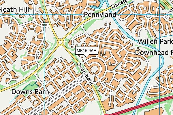 MK15 9AE map - OS VectorMap District (Ordnance Survey)