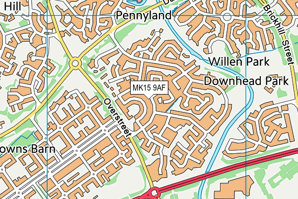 MK15 9AF map - OS VectorMap District (Ordnance Survey)