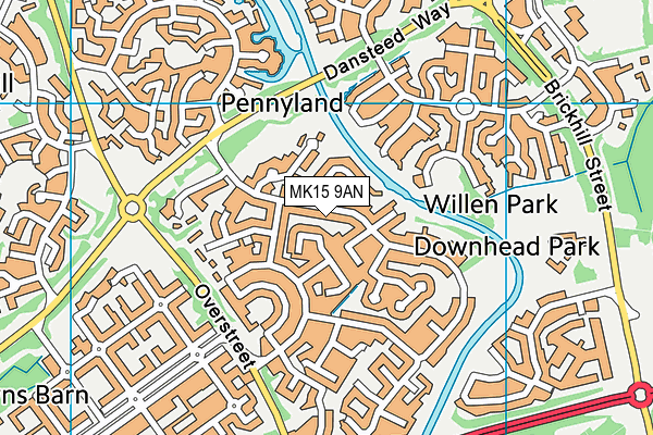MK15 9AN map - OS VectorMap District (Ordnance Survey)