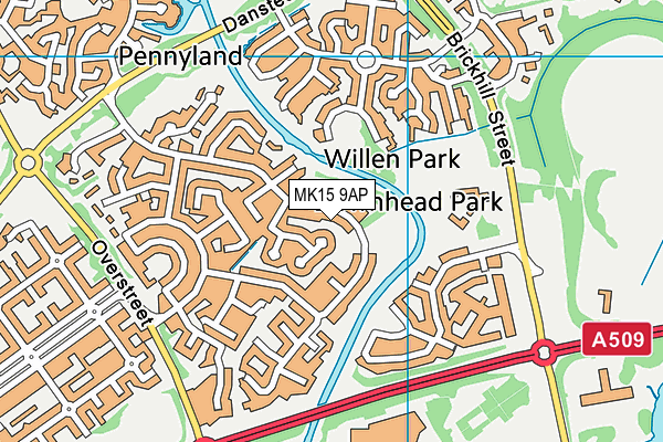 MK15 9AP map - OS VectorMap District (Ordnance Survey)