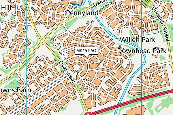 MK15 9AQ map - OS VectorMap District (Ordnance Survey)