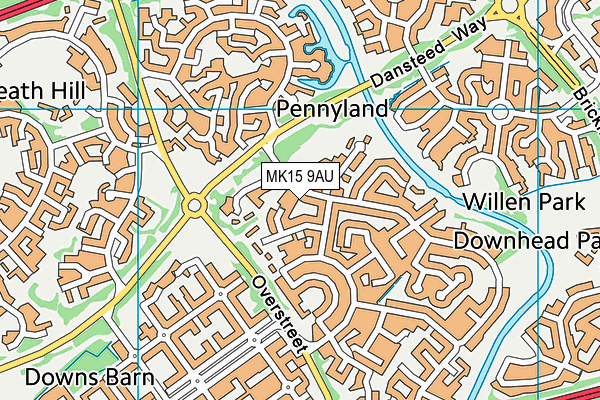 MK15 9AU map - OS VectorMap District (Ordnance Survey)