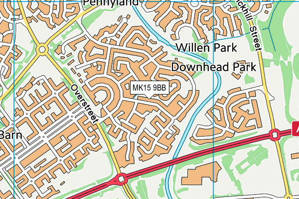 MK15 9BB map - OS VectorMap District (Ordnance Survey)