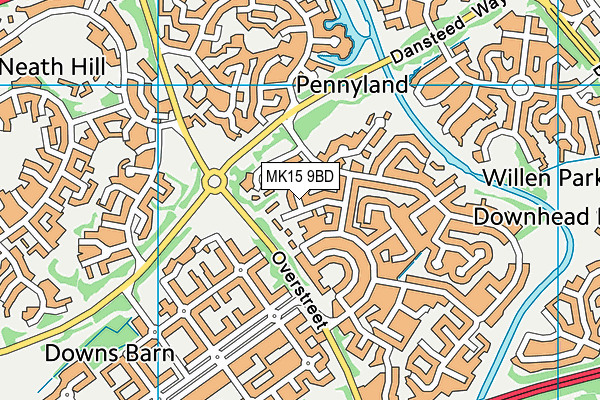 MK15 9BD map - OS VectorMap District (Ordnance Survey)