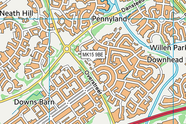 MK15 9BE map - OS VectorMap District (Ordnance Survey)