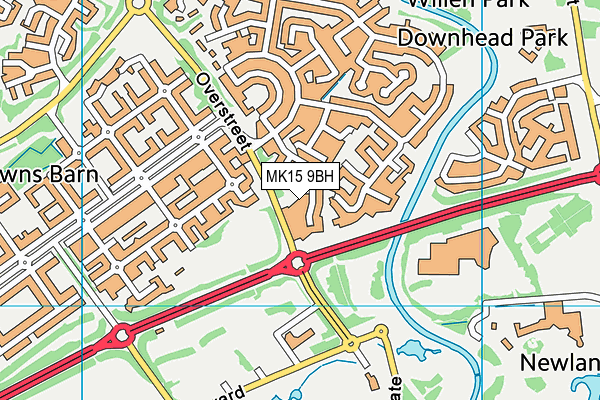 MK15 9BH map - OS VectorMap District (Ordnance Survey)