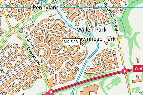 MK15 9BJ map - OS VectorMap District (Ordnance Survey)