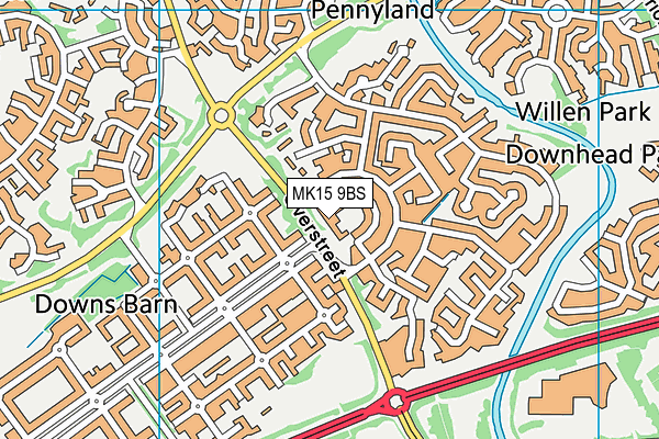 MK15 9BS map - OS VectorMap District (Ordnance Survey)