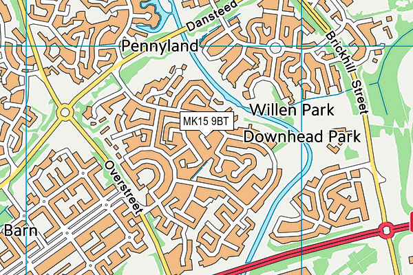 MK15 9BT map - OS VectorMap District (Ordnance Survey)