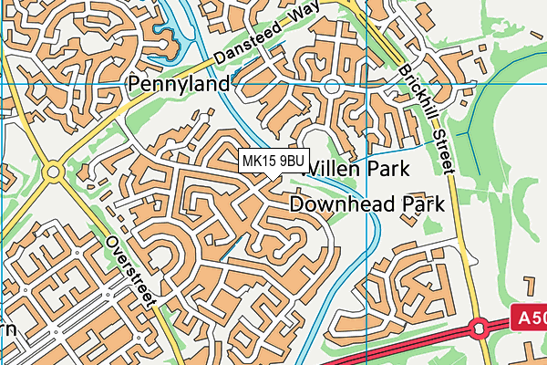 MK15 9BU map - OS VectorMap District (Ordnance Survey)