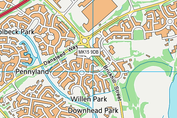 MK15 9DB map - OS VectorMap District (Ordnance Survey)