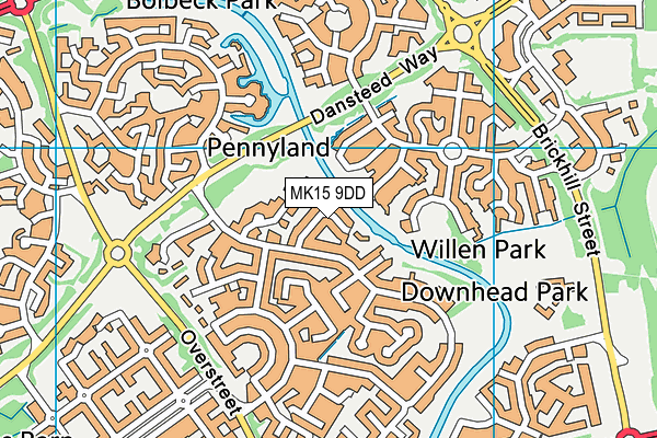 MK15 9DD map - OS VectorMap District (Ordnance Survey)