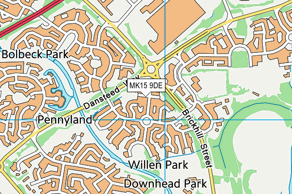 MK15 9DE map - OS VectorMap District (Ordnance Survey)