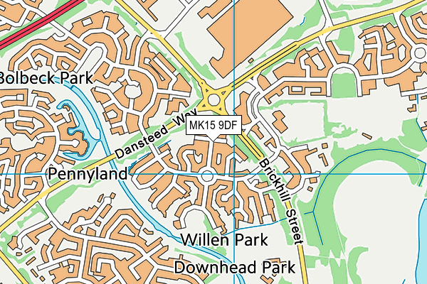 MK15 9DF map - OS VectorMap District (Ordnance Survey)