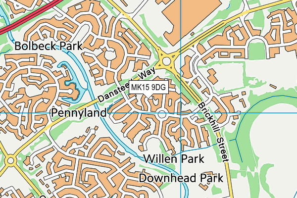 MK15 9DG map - OS VectorMap District (Ordnance Survey)