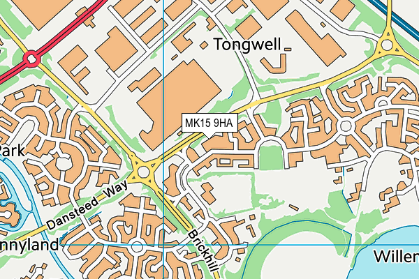 MK15 9HA map - OS VectorMap District (Ordnance Survey)