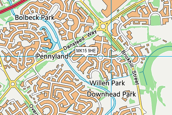 MK15 9HE map - OS VectorMap District (Ordnance Survey)