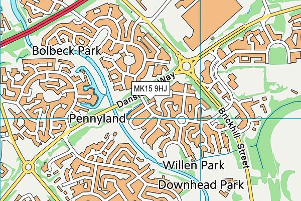 MK15 9HJ map - OS VectorMap District (Ordnance Survey)