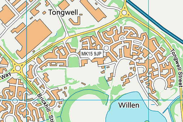 Willen Village Park map (MK15 9JP) - OS VectorMap District (Ordnance Survey)