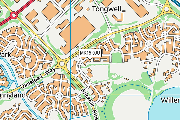 MK15 9JU map - OS VectorMap District (Ordnance Survey)