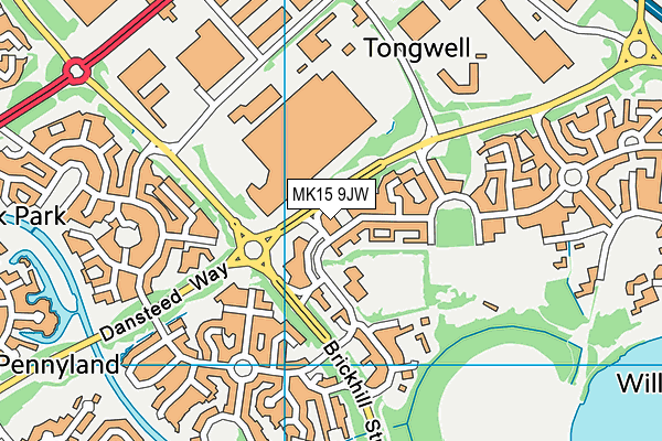 MK15 9JW map - OS VectorMap District (Ordnance Survey)