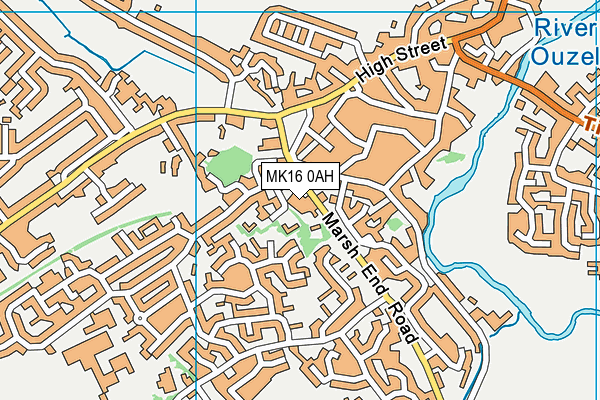 MK16 0AH map - OS VectorMap District (Ordnance Survey)