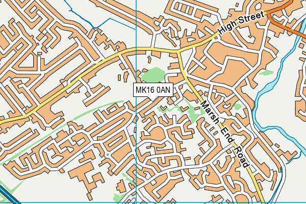 MK16 0AN map - OS VectorMap District (Ordnance Survey)