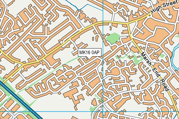 MK16 0AP map - OS VectorMap District (Ordnance Survey)