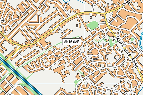 MK16 0AR map - OS VectorMap District (Ordnance Survey)